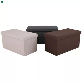 Összehajtható puff, barna szövet, ORELIA