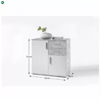 Komód, fehér/beton, POPPY 4