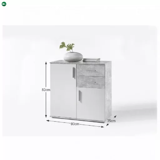 Komód, fehér/beton, POPPY 4