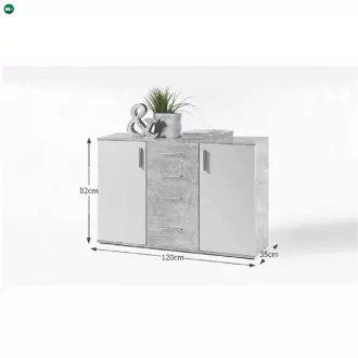 Komód, fehér/beton, POPPY 5