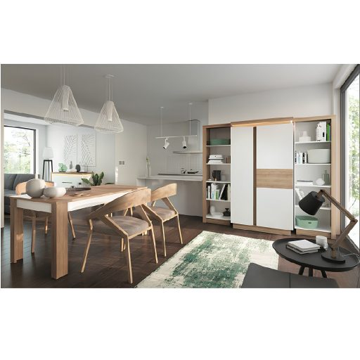 Szekrény LYOS01, tölgy riviera/fehér extra magas fényű, LEONARDO