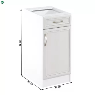   Alsószekrény D40S1 fiókkal, jobbos, fehér/sosna Andersen, SICILIA