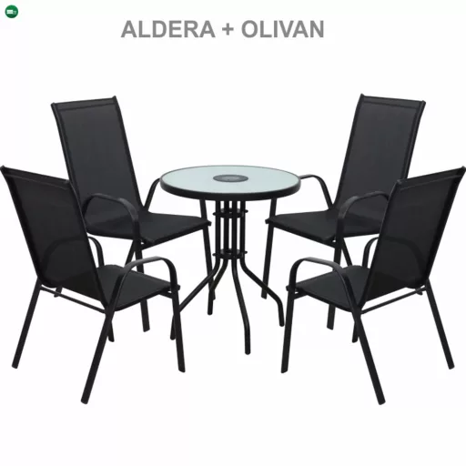 Rakásolható szék, sötétszürke/fekete, ALDERA