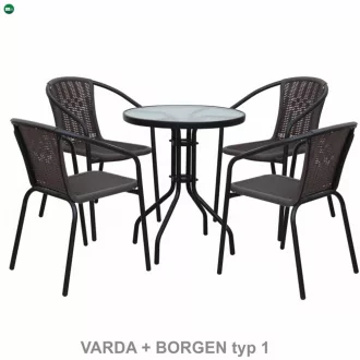 Étkezőasztal, fekete acél/edzett üveg, BORGEN TYP 2