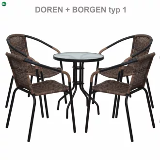 Étkezőasztal, fekete acél/edzett üveg, BORGEN TYP 2