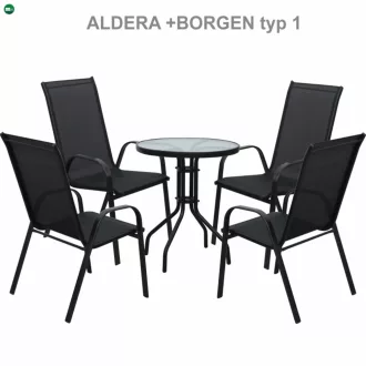 Étkezőasztal, fekete acél/edzett üveg, BORGEN TYP 2