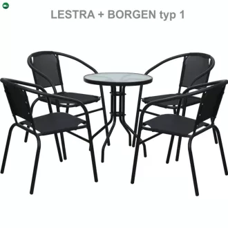 Étkezőasztal, fekete acél/edzett üveg, BORGEN TYP 2