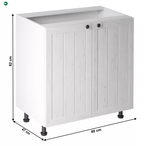 alsószekrény ajtóval D80, fehér/sosna andersen, PROVANCE