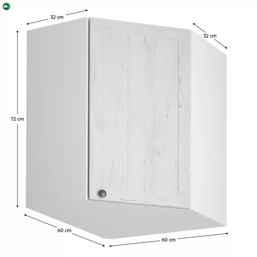 Felső sarokszekrény G60N, fehér/sosna andersen, jobb, PROVANCE