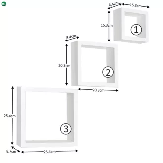 Polcok, 3 db, fehér, KVADRO New DR-WS-6103