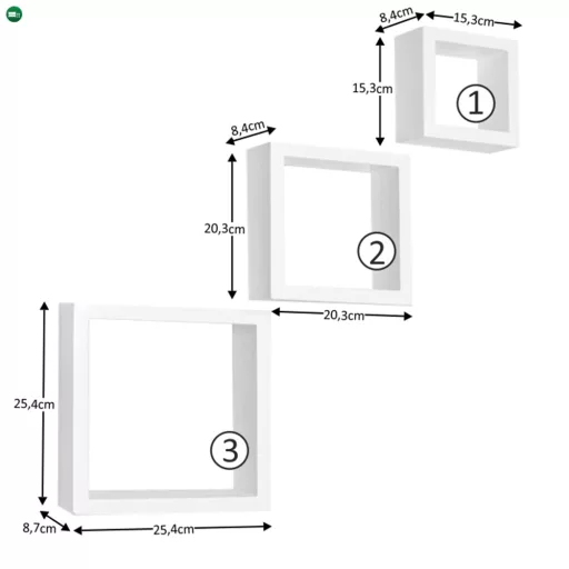 Polcok, 3 db, fehér, KVADRO New DR-WS-6103