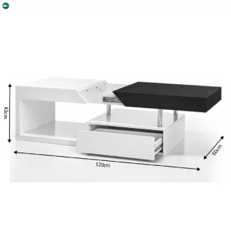 Dohányzó asztal, fehér fény/szürke fa design, MELIDA