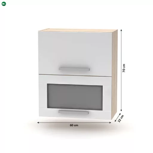Konyhabútor 2,4 m, tölgy sonoma/fehér, NOVA PLUS