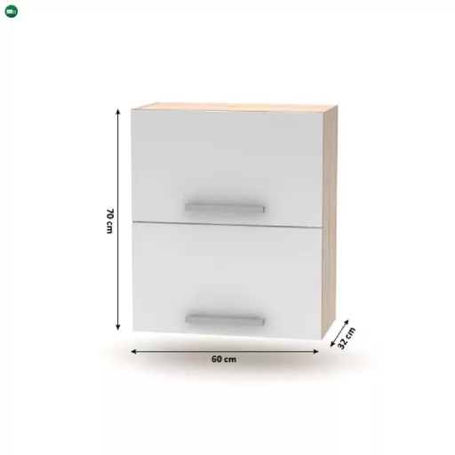 Billenő felsőszekrény 2DV, tölgy sonoma/fehér, NOVA PLUS NOPL-008-VH