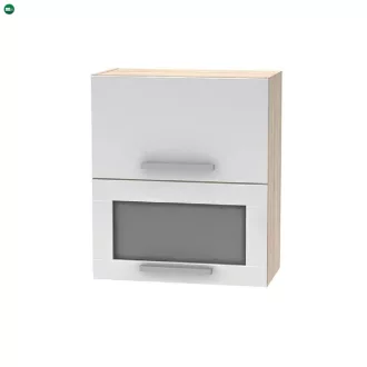   Billenő felsőszekrény üveggel 2DV, tölgy sonoma/fehér, NOVA PLUS NOPL-009-OH