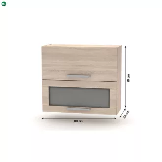   Billenő felsőszekrény üveggel 2DV, tölgy sonoma, NOVA PLUS NOPL-016-OH