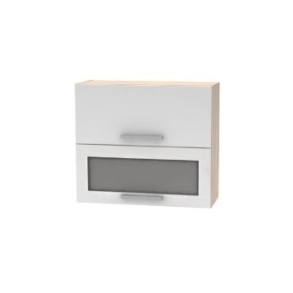   Billenő felsőszekrény üveggel 2DV, tölgy sonoma/fehér, NOVA PLUS NOPL-016-OH