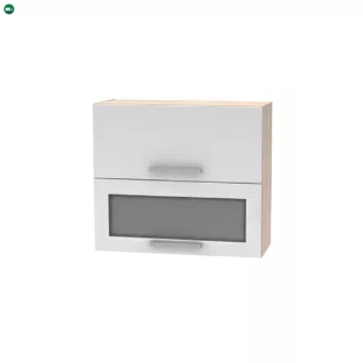   Billenő felsőszekrény üveggel 2DV, tölgy sonoma/fehér, NOVA PLUS NOPL-016-OH