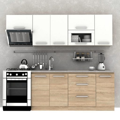 Billenő felsőszekrény üveggel 2DV, tölgy sonoma/fehér, NOVA PLUS NOPL-016-OH