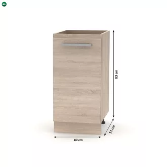 Alsószekrény 40 1DV, tölgy sonoma, NOVA PLUS NOPL-054-0S