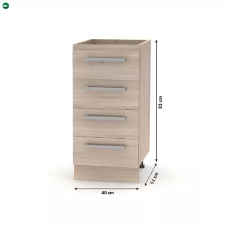   Alsószekrény 4 fiókos, tölgy sonoma, NOVA PLUS NOPL-055-0S