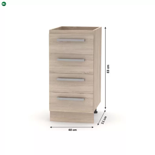 Alsószekrény 4 fiókos, tölgy sonoma, NOVA PLUS NOPL-055-0S