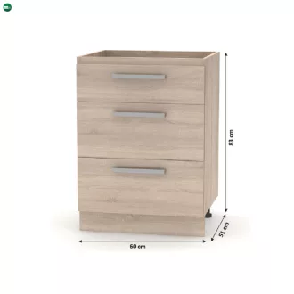   Fiókos alsószekrény 60, tölgy sonoma, NOVA PLUS NOPL-058-0S