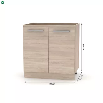   Alsószekrény 80  2 DV, tölgy sonoma, NOVA PLUS NOPL-060-0S