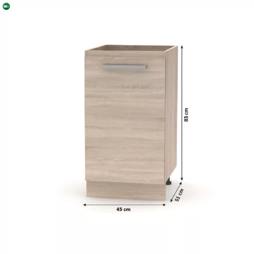 Alsószekrény 45 1DV, tölgy sonoma, NOVA PLUS NOPL-063-0S