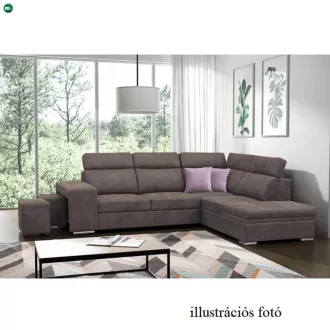 Ülőgarnitúra, szövet barna/világoslila, jobbos, LANZA