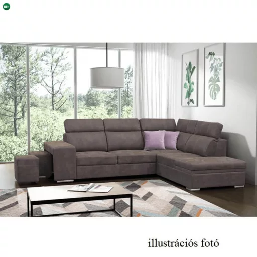 Ülőgarnitúra, szövet barna/világoslila, jobbos, LANZA