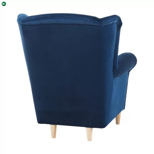 Füles fotel puffal, szövet kék, ASTRID