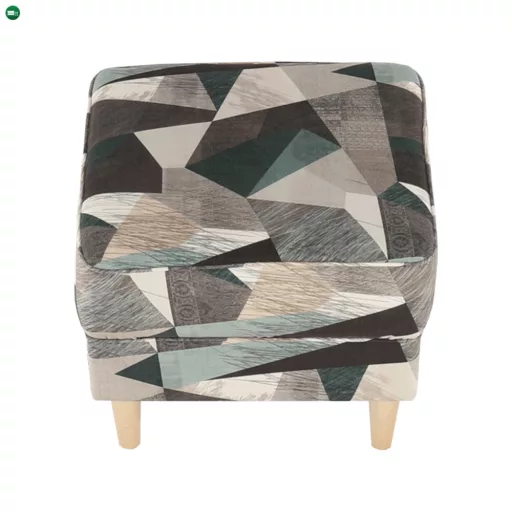 Füles fotel puffal, szövet barna-zöld minta, ASTRID