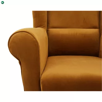Füles fotel, szövet mustár, CHARLOT