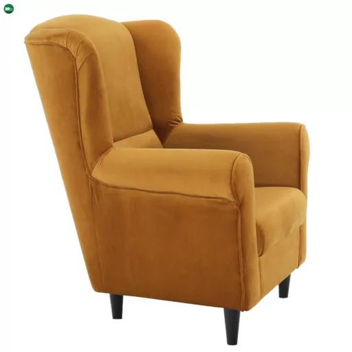 Füles fotel, szövet mustár, CHARLOT