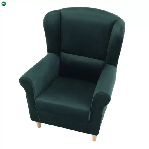 Füles fotel, szövet smaragd, CHARLOT
