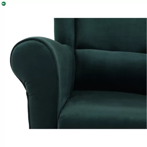 Füles fotel, szövet smaragd, CHARLOT