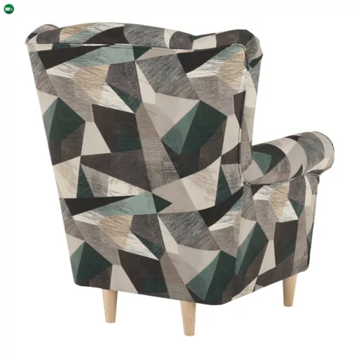 Füles fotel, szövet barna-zöld minta, CHARLOT