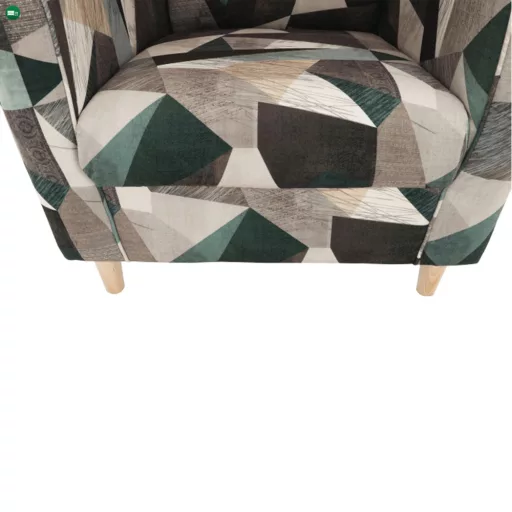 Füles fotel, szövet barna-zöld minta, CHARLOT