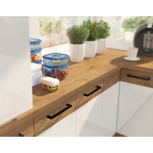 Mosogató szekrény, fehér magasfényű HG/ lancelot tölgy, VEGA 80 ZL 2F BB