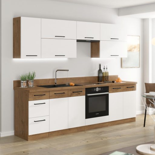 Mosogató szekrény, fehér magasfényű HG/ lancelot tölgy, VEGA 80 ZL 2F BB