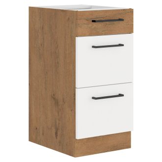   Alsó szekrény, lancelot tölgy/ fehér extra magas fényű HG, VEGA D40 3S BB