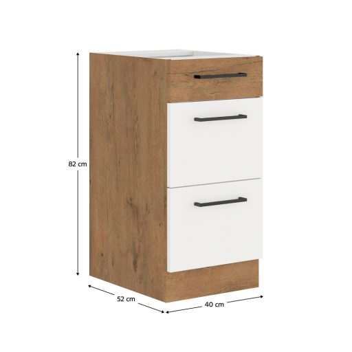 Alsó szekrény, lancelot tölgy/ fehér extra magas fényű HG, VEGA D40 3S BB