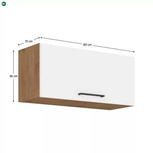 Felső szekrény, lancelot tölgy/ fehér extra magas fényű HG , VEGA 80 GU-36  1F