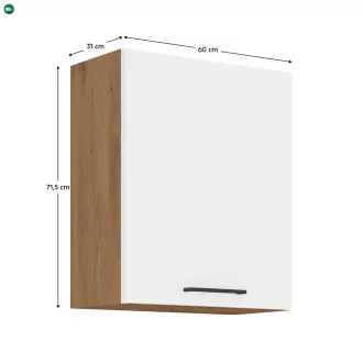   Felső szekrény, lancelot tölgy / fehér extra magas fényű HG, VEGA 60 G-72 1F