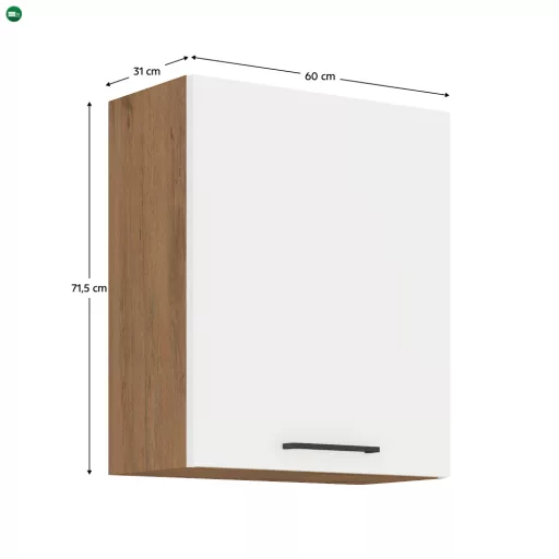 Felső szekrény, lancelot tölgy / fehér extra magas fényű HG, VEGA 60 G-72 1F