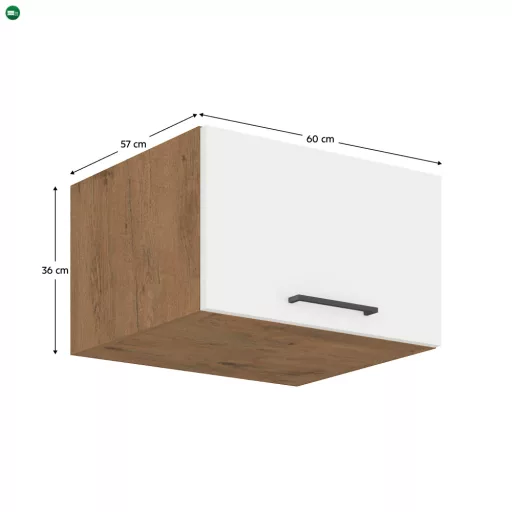 Felső szekrény, lancelot tölgy / fehér extra magas fényű HG, VEGA 60 NAGU-36 1F