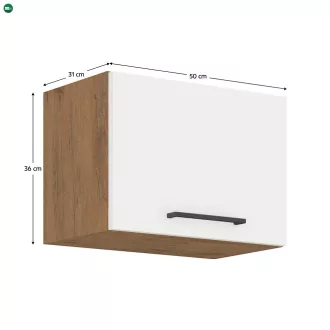   Felső szekrény, lancelot tölgy / fehér extra magas fényű HG, VEGA 50 GU-36 1F