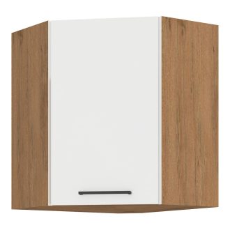   Felső sarokszekrény, lancelot tölgy / fehér extra magas fényű HG, VEGA 58x58 GN-72  1F