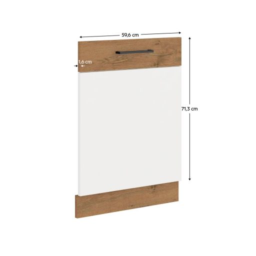 Ajtó beépített mosogatógépre , lancelot tölgy/ fehér extra magas fényű HG, VEGA ZM 713x596